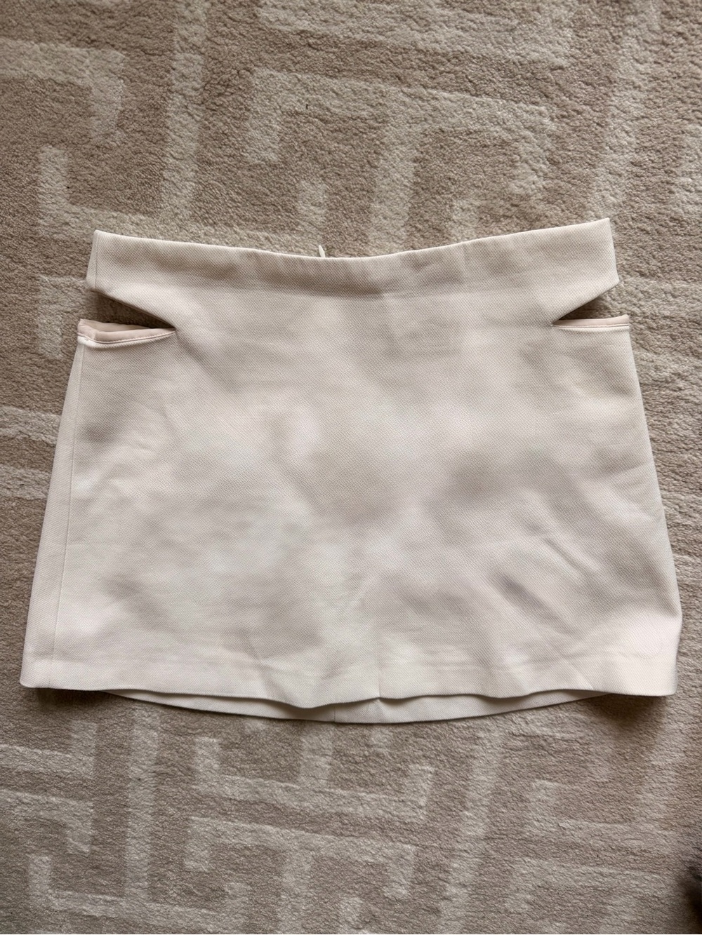 Zara Cream Mini Skirt with Side Slit Details